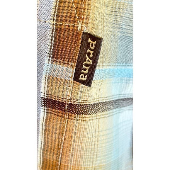 Prana Mens Brown Plaid Short Sleeve Button Down Shirt Size xxl/reg‎ - Picture 4 of 5
